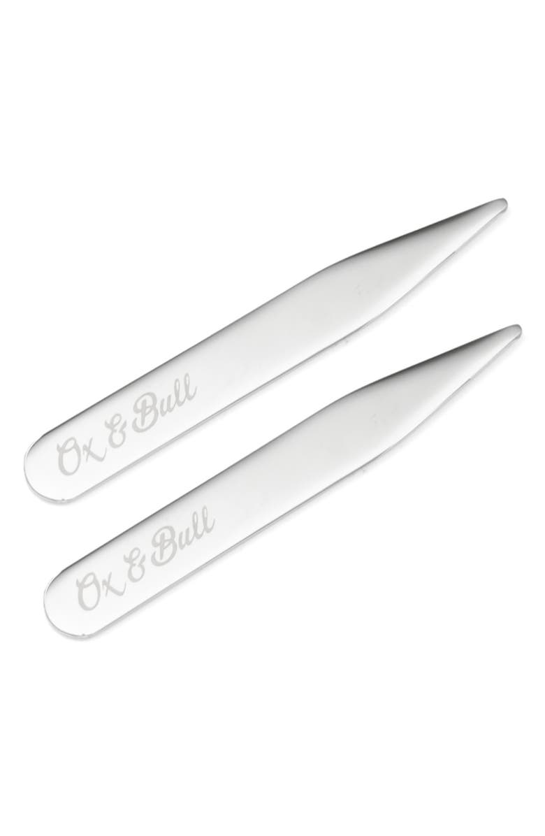 Cufflinks, Inc. Set of 2 Stainless Steel Collar Stays, Main, color, Silver