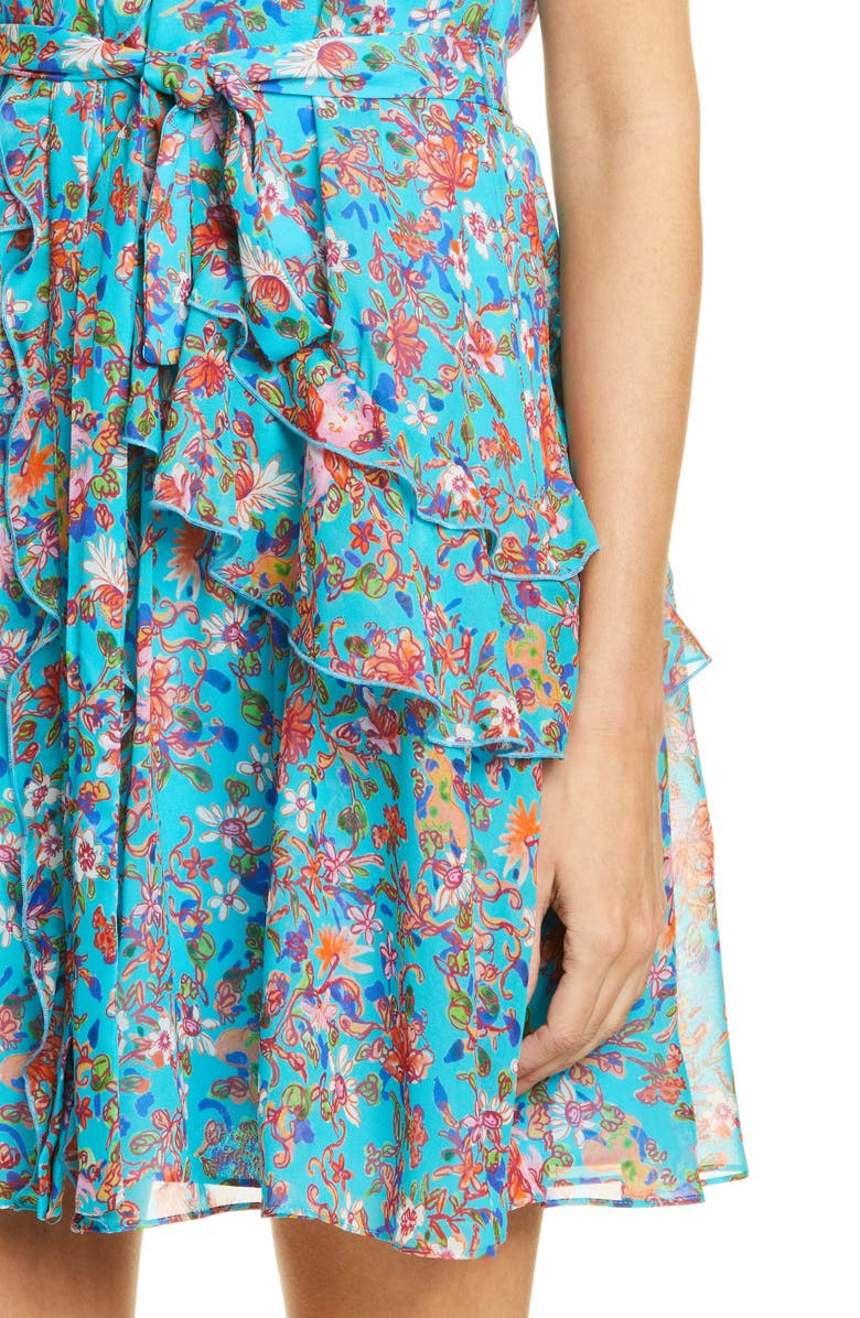 SALONI Tilly Ruffle Belted Minidress, Alternate, color, 