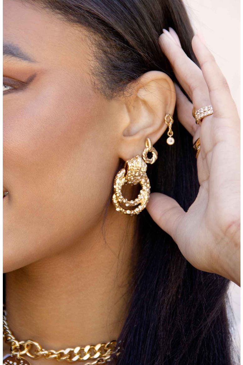 Crystal Knot Earrings, Alternate, color, GOLD