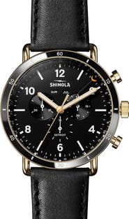 Shinola Canfield Sport Chronograph Leather Strap Watch, 45mm
