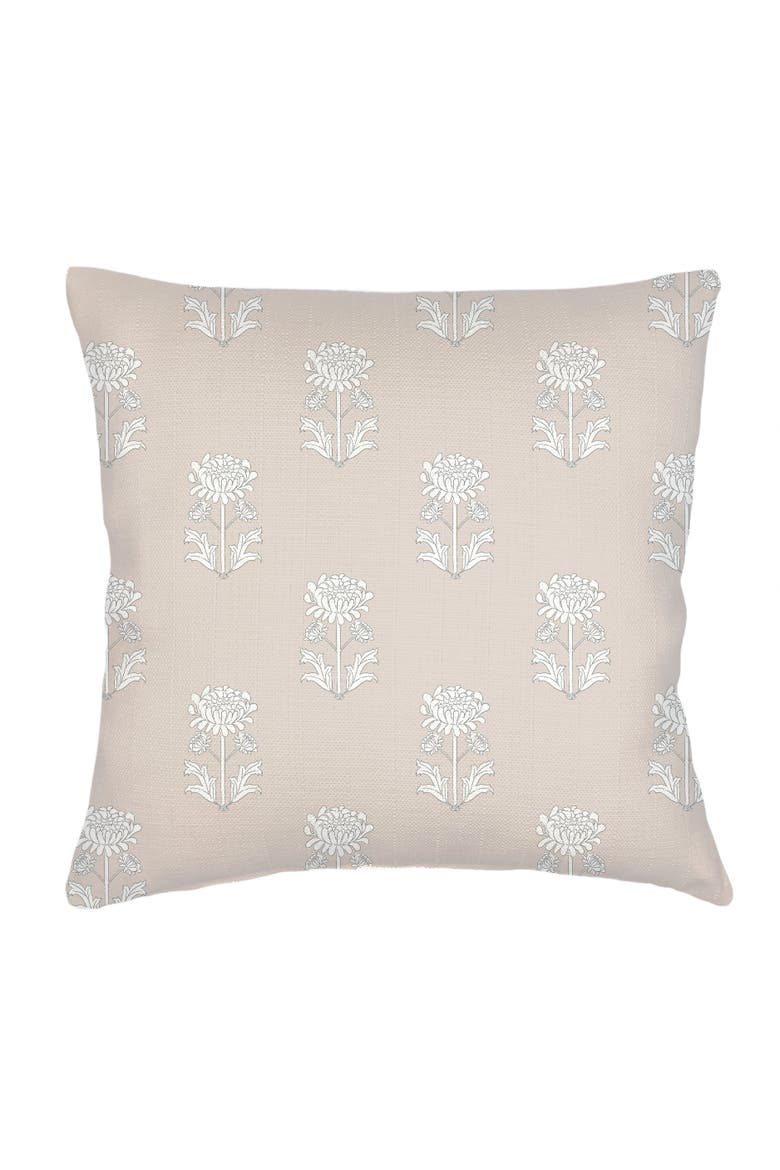 Block Print Linen Pillow with Down Alternative Insert, Main, color, Beige