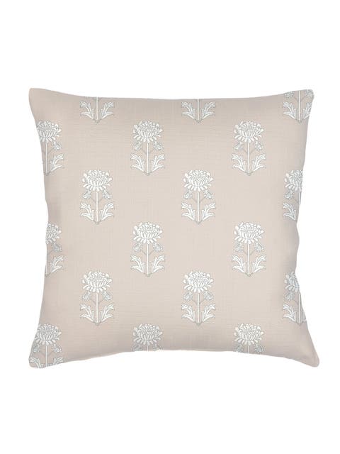 Block Print Linen Pillow with Down Alternative Insert