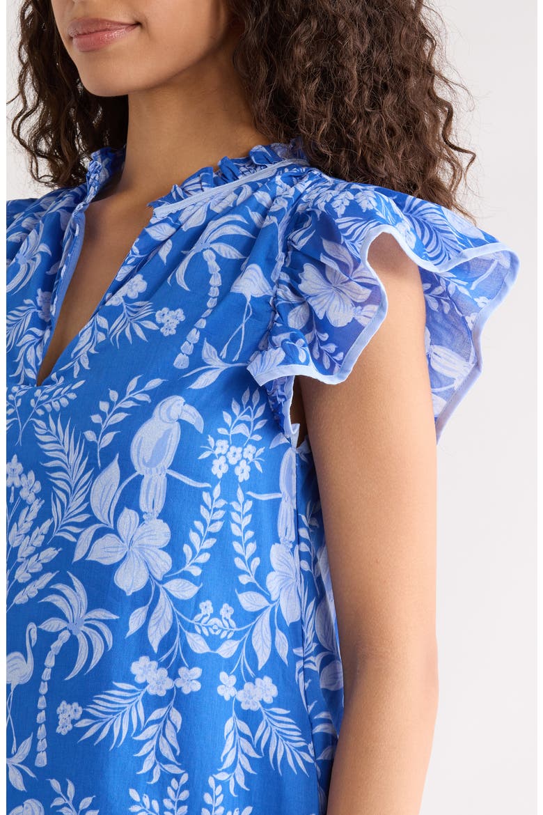 Davina Floral Ebba Shift Mini Dress, Alternate, color, COBALT-WHITE