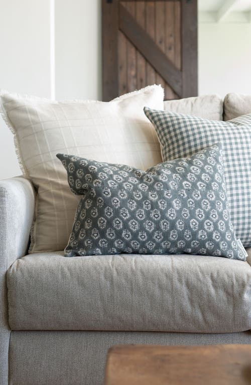 Linen & James Bailey | Navy Blue Floral Handblock Pillow Cover