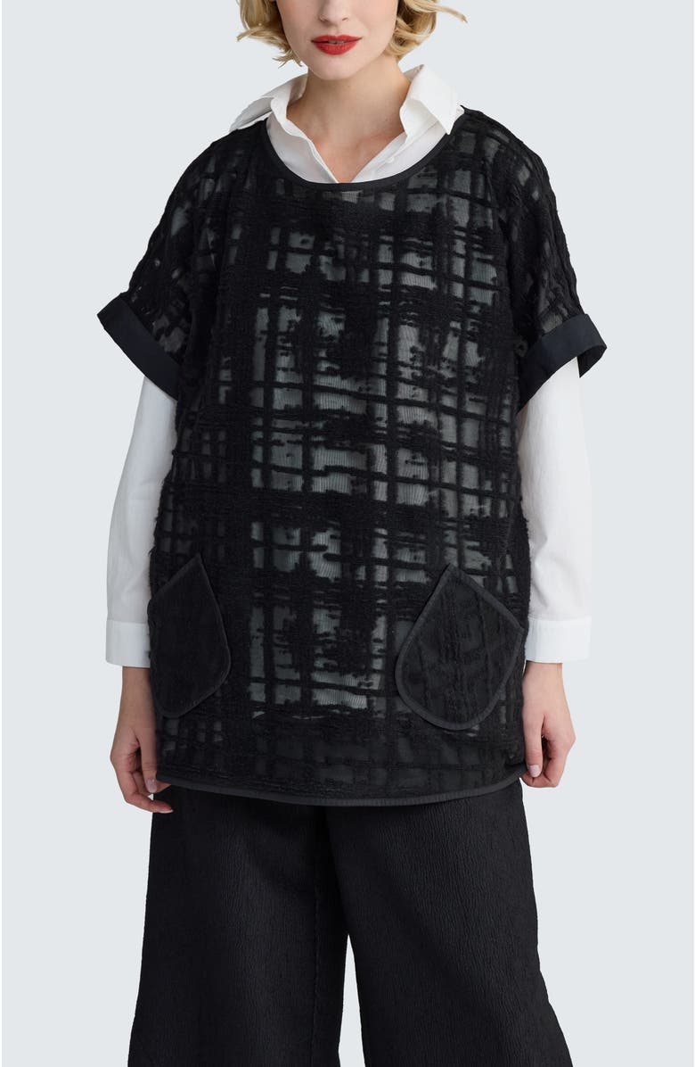 LUUKAA Solara Structured Mesh Tunic, Main, color, Black