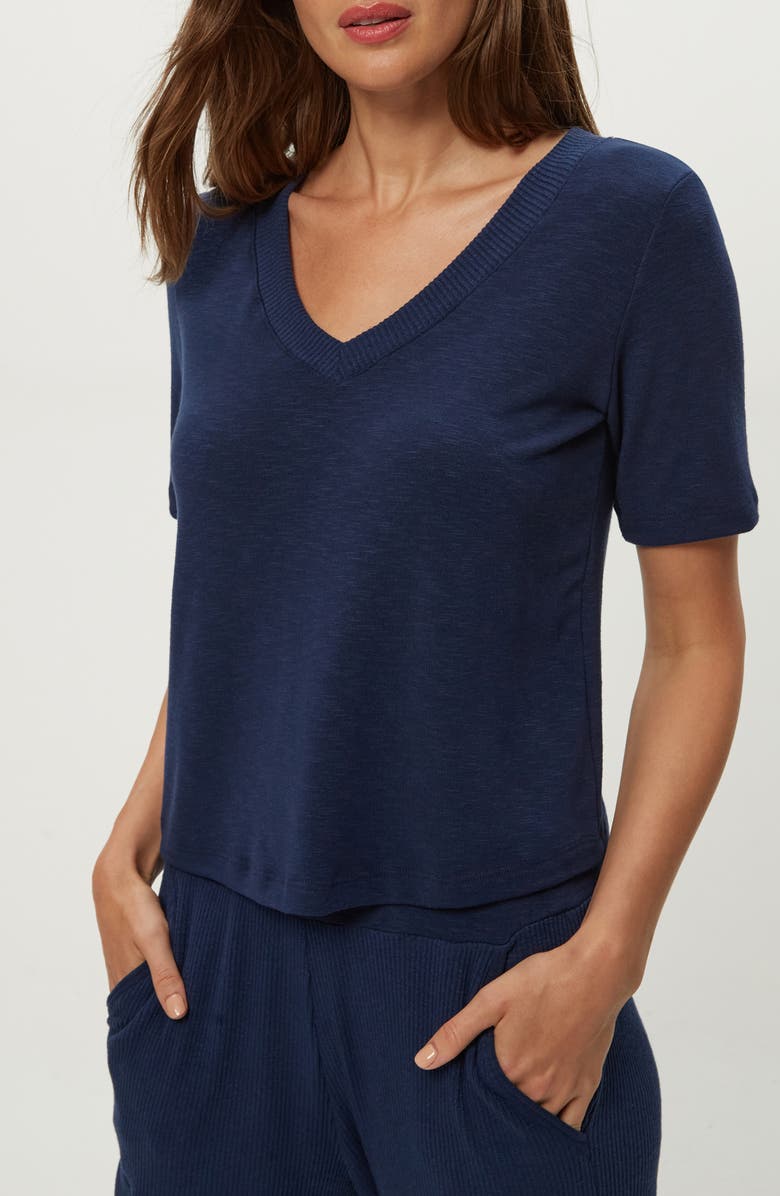 Michael Stars Matty V-Neck T-Top, Alternate, color, Nocturnal