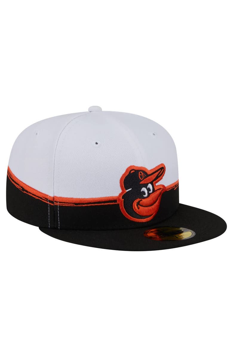 New Era Men's New Era  Black/White Baltimore Orioles Paint Stroke 59FIFTY Fitted Hat, Alternate, color, Black