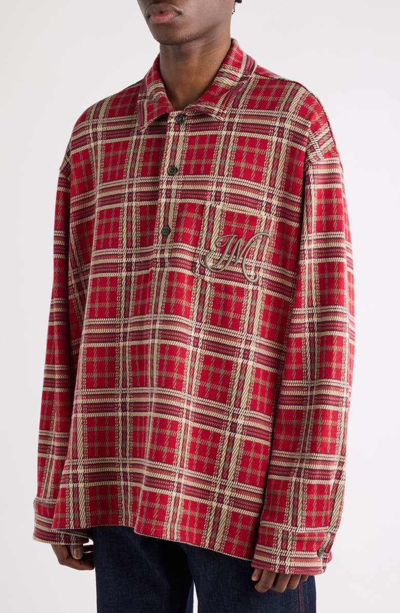 Isabel Marant Orelien Plaid Popover Shirt, Alternate, color, Deep Red