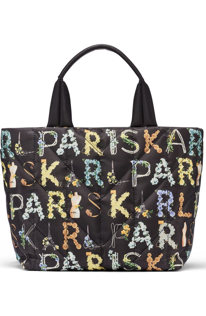 KARL LAGERFELD PARIS Voyage Nylon Tote with Bow, Alternate, color, Black Multi