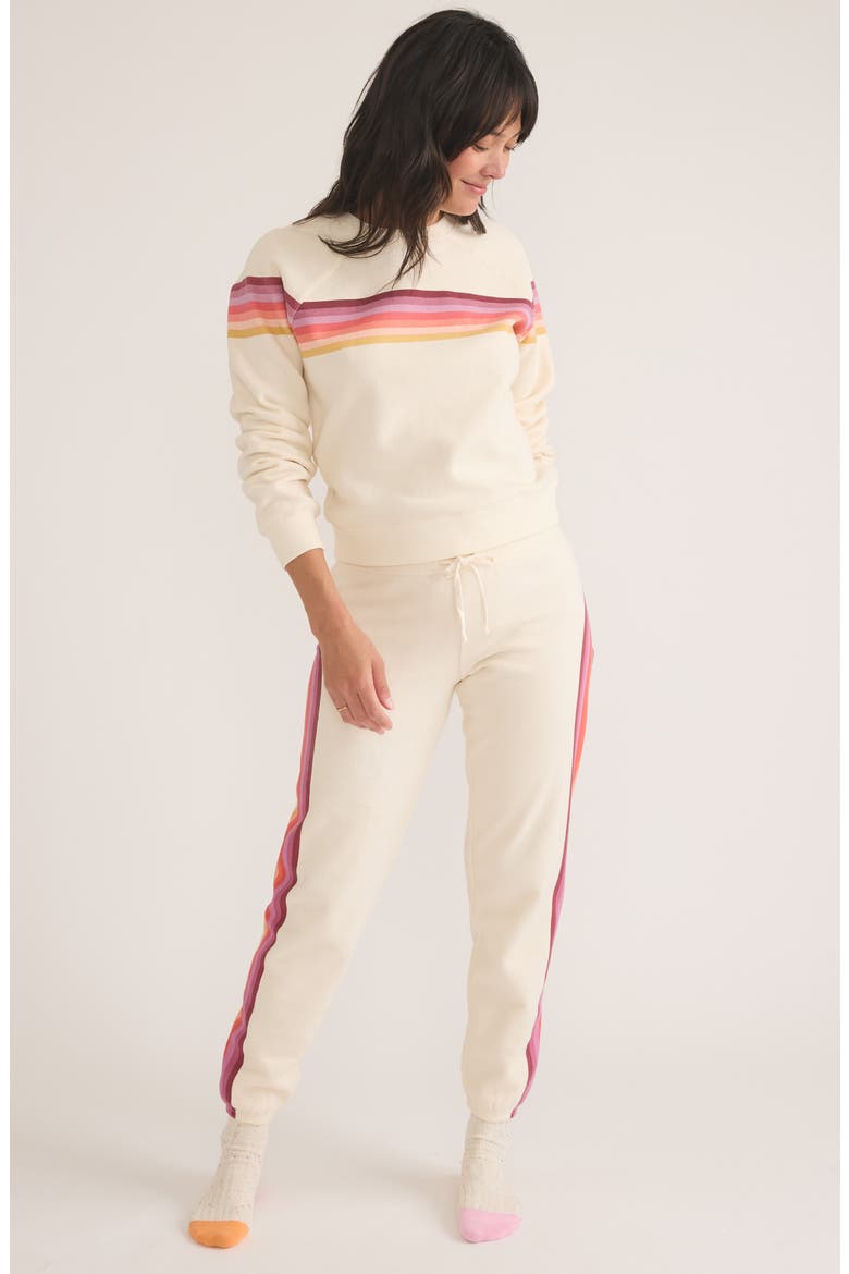 Anytime Stripe Sweatshirt, Alternate, color, ANTIQUE WHITE STRIPE