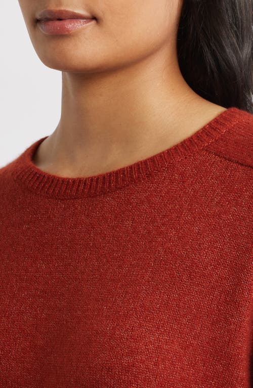 Margaret O'leary Crewneck Rolled Cuff Cashmere & Silk Sweater In Red