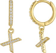 FZN Pavé Cubic Zirconia Initial Huggie Drop Earrings