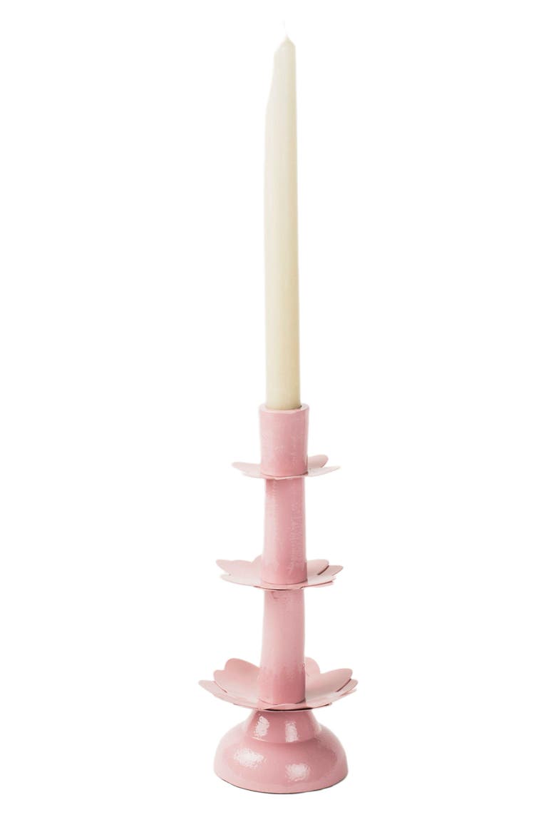 Lotus Bloom Tapered Pink Candleholders Small, Alternate, color, Pink