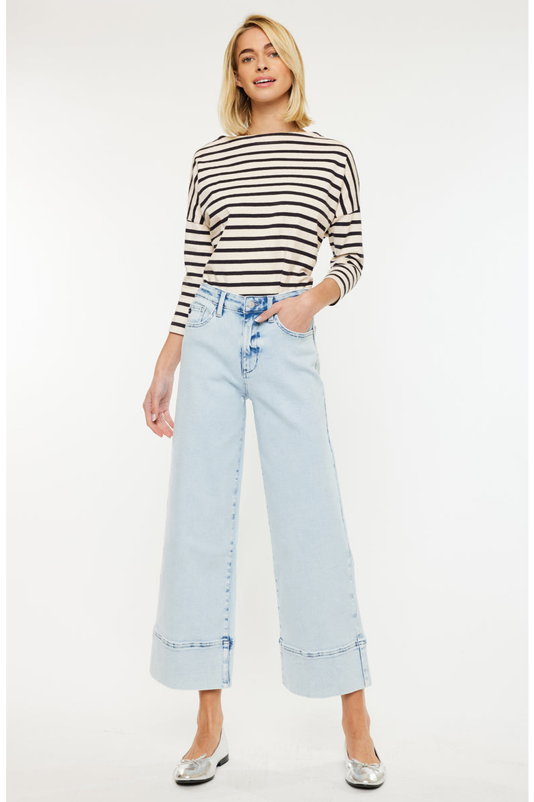Kassie Essentials Cropped Wide Leg Jeans, Alternate, color, Light Wash