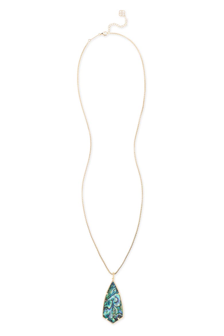 'Carole' Long Semiprecious Stone Pendant Necklace, Alternate, color, ABALONE SHELL/ GOLD