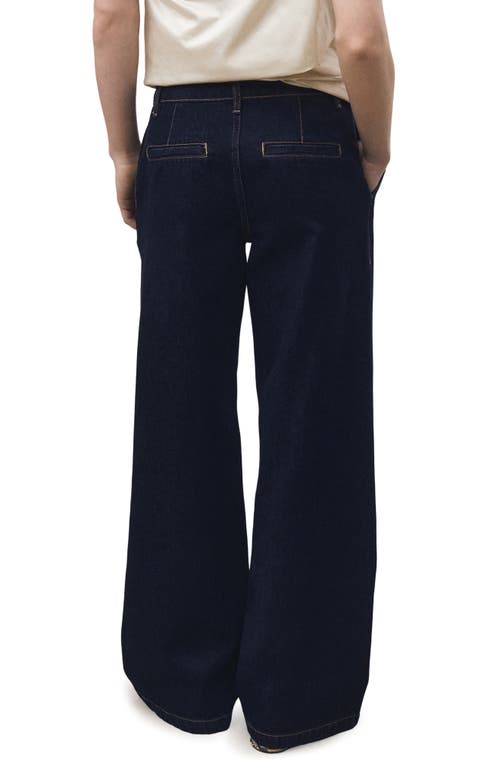 Shop Mango Pleated Wide Leg Jeans In Open Blue