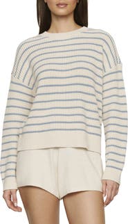 Eberjey Stripe Crewneck Cotton Blend Sweater