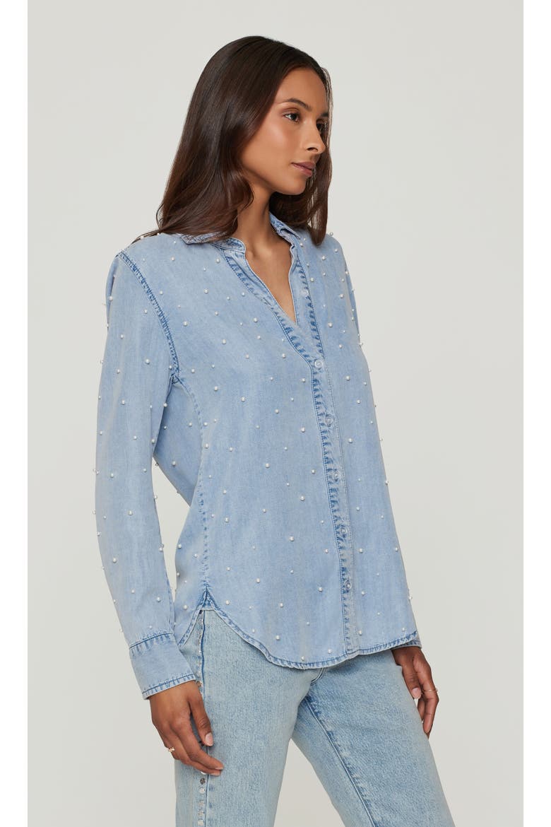Marcello Pearl Denim Shirt, Alternate, color, Light Blue/Pearl