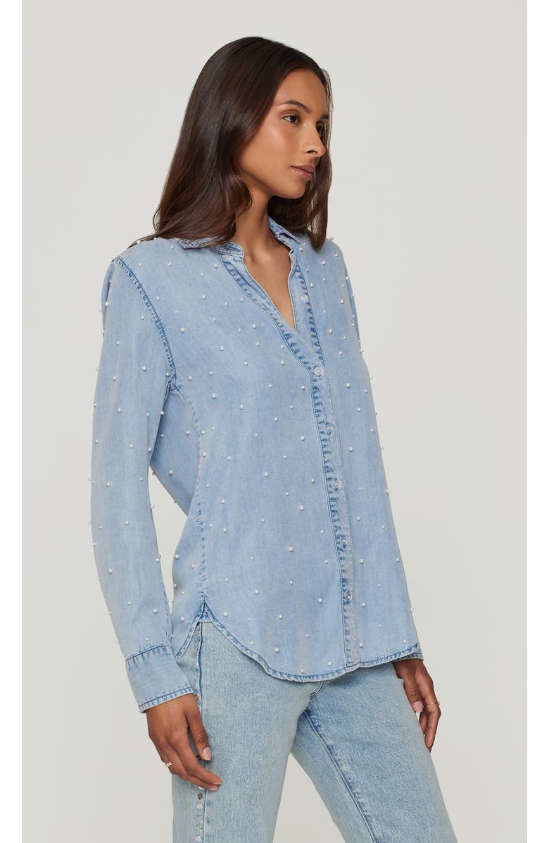 Generation Love Marcello Pearl Denim Shirt, Alternate, color, Light Blue/Pearl