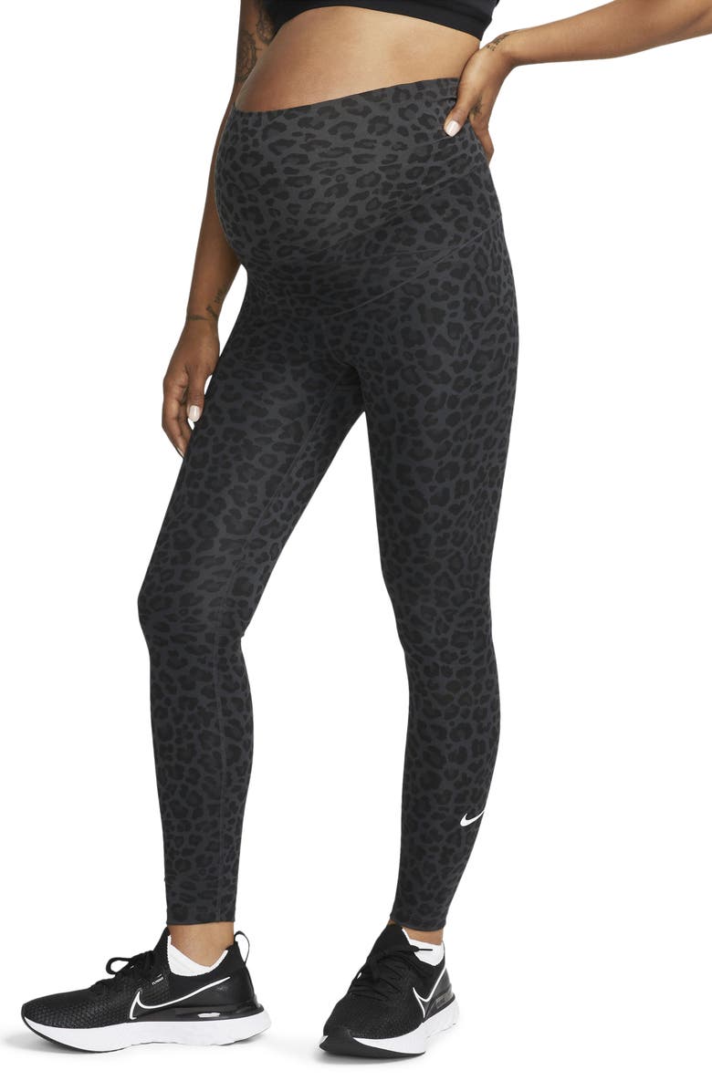 Nike High Waisted Leopard Print Maternity Leggings, Main, color,