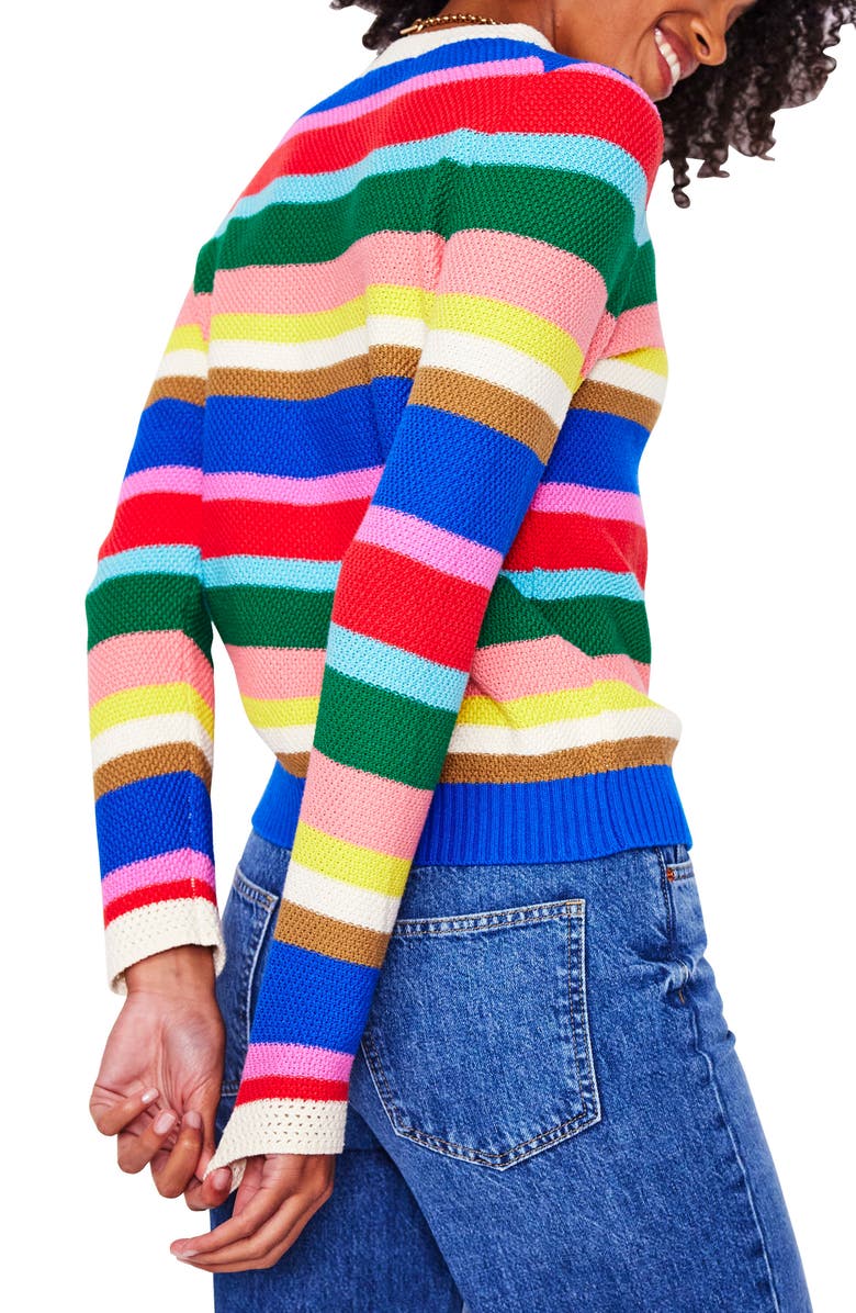 Boden Callie Stripe Cotton Cardigan, Alternate, color, 