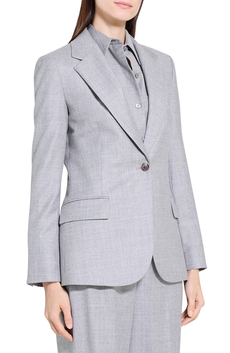 Theory Lynnia Sleek Virgin Wool Blazer, Alternate, color, New Light Heather