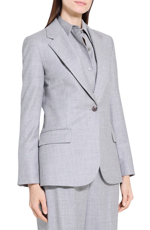 Theory Lynnia Sleek Virgin Wool Blazer In Gray