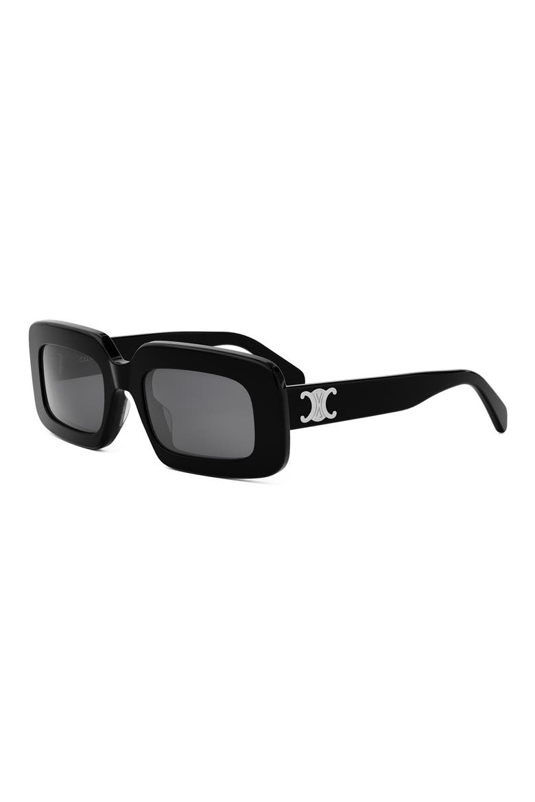 Triomphe 53mm Rectangular Sunglasses, Alternate, color, SHINY BLACK / SMOKE