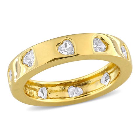 Lab-Created Gemstone Heart Eternity Ring