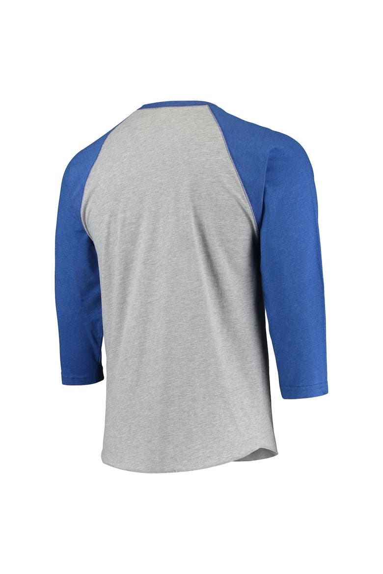 Men's Stitches Heathered Gray/Royal Chicago American Giants Negro League Wordmark Raglan 3/4-Sleeve T-Shirt, Alternate, color, Heather Gray