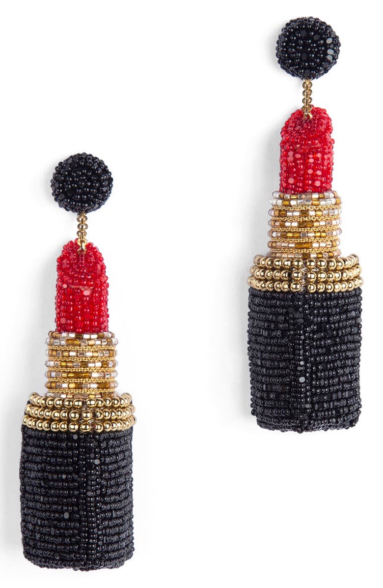Deepa Gurnani Beaded Lipstick Drop Earrings, Main, color, Red