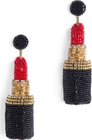 Deepa Gurnani Beaded Lipstick Drop Earrings