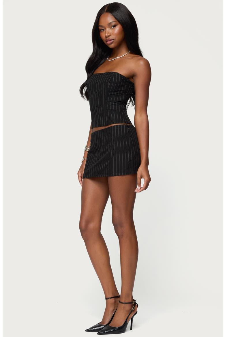 Maeve Pinstripe Low Rise Miniskort, Alternate, color, BLACK