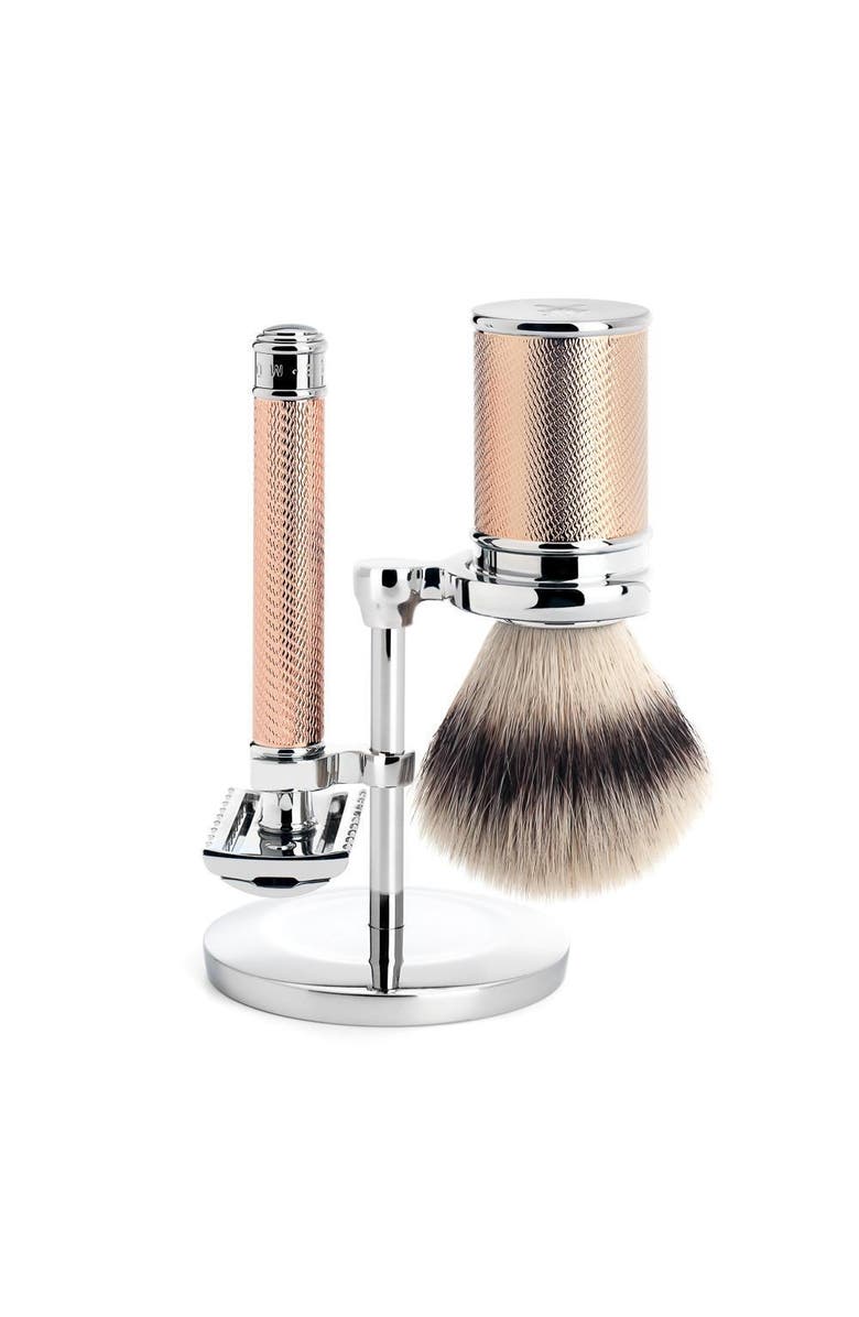 MÜHLE Rosegold Silvertip Fiber & Open Comb Safety Razor Shaving Set, Main, color, Rose Gold