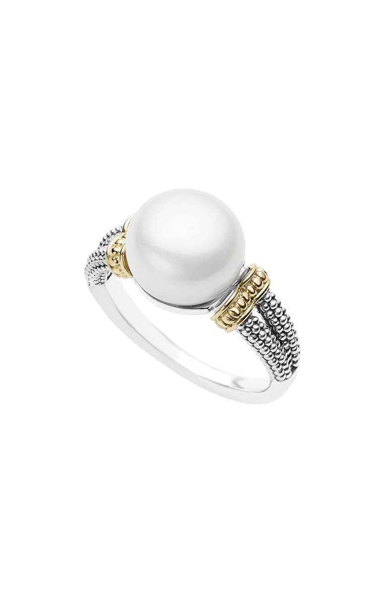 LAGOS Luna Cultured Pearl Ring, Alternate, color, Silver/ Pearl