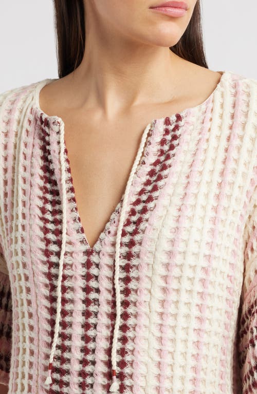 Saylor Allirra Open Stitch Knit Shift Minidress In Pink Stripe Multi