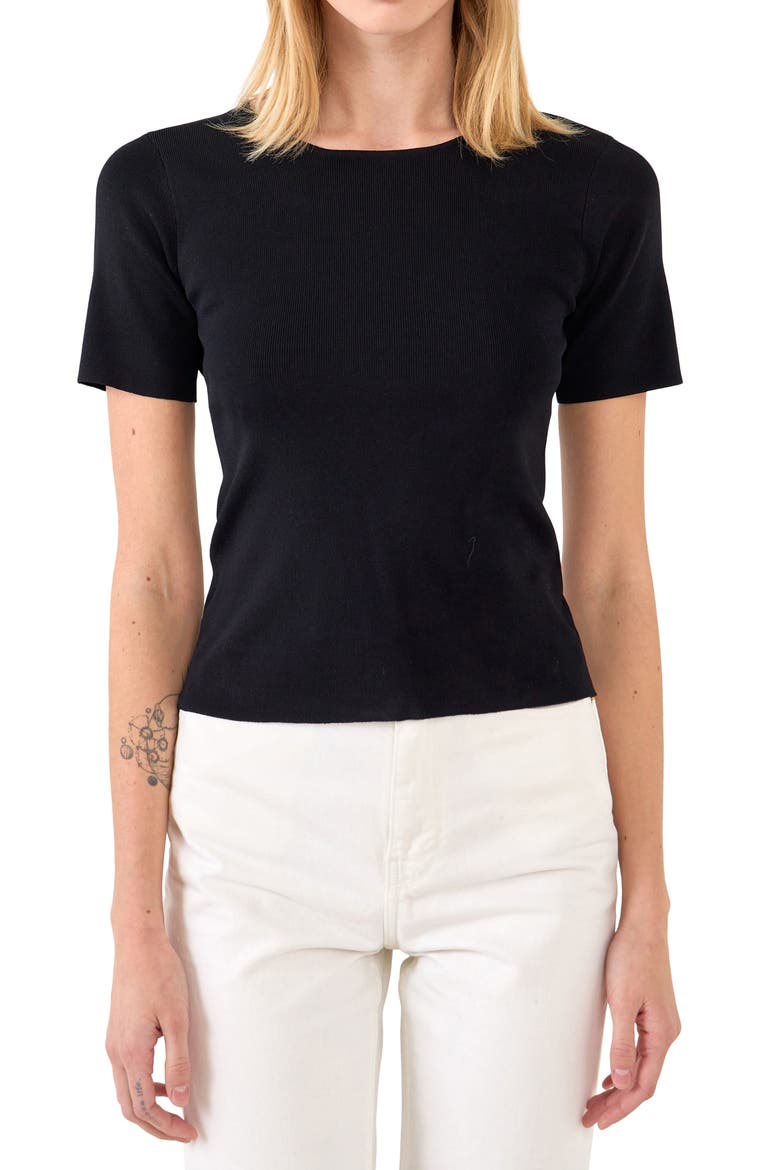 Back Cutout Knit Top, Main, color, BLACK