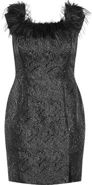 City Chic Fluffy Faux Feather Off the Shoulder Dress