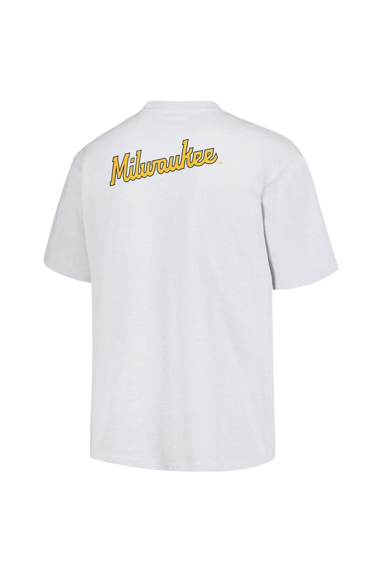 Men's PLEASURES  White Milwaukee Brewers Mascot T-Shirt, Alternate, color, White