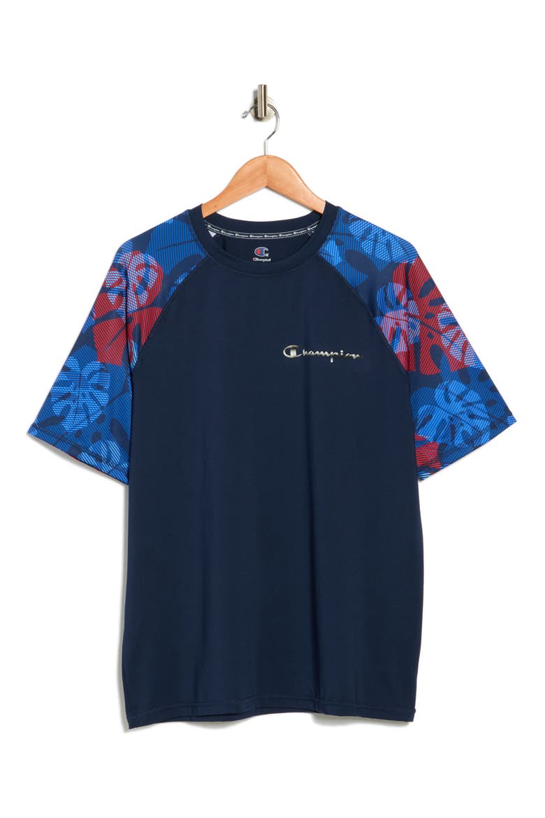 Printed Short Sleeve Rashguard Top, Alternate, color, BLUE