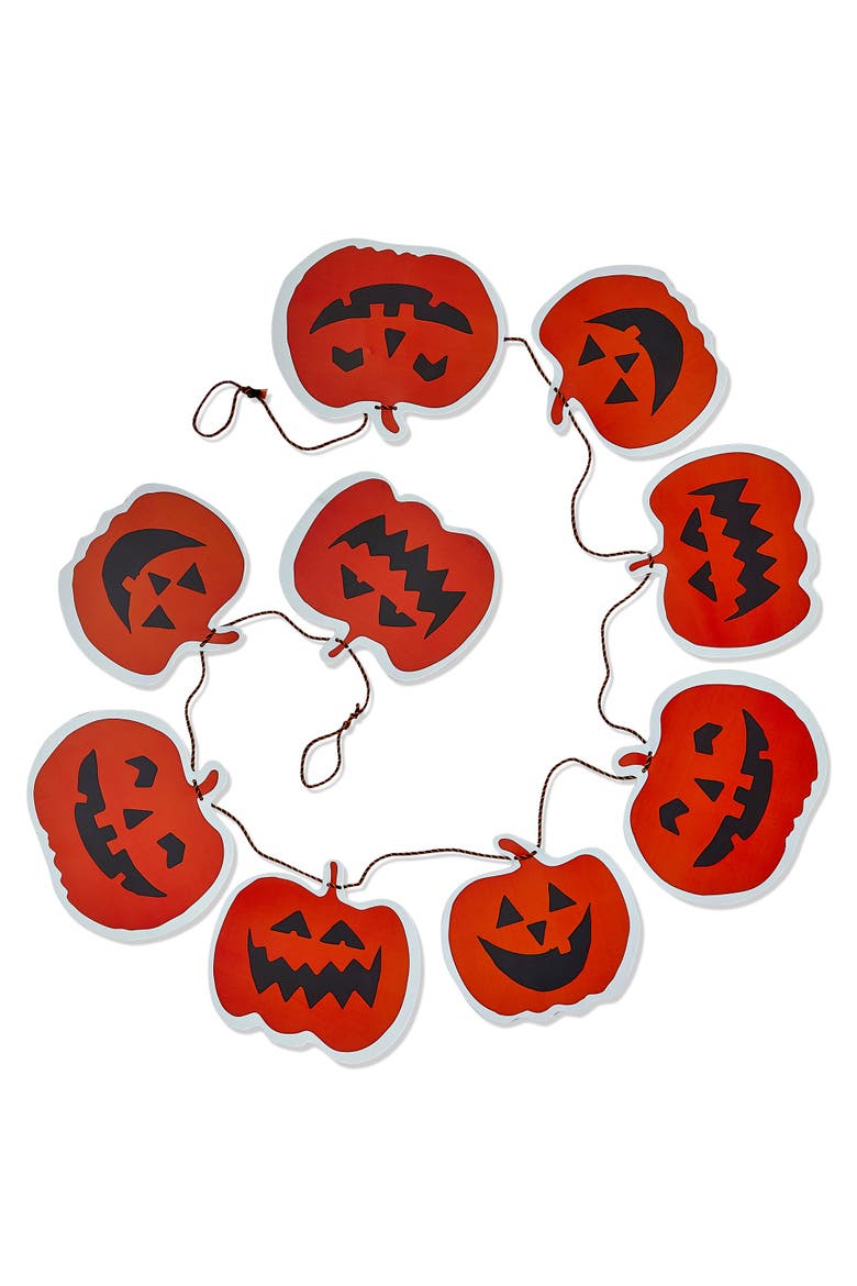 Paper Jack O Lanterns Garland Decorative Halloween Decor, Main, color, Orange
