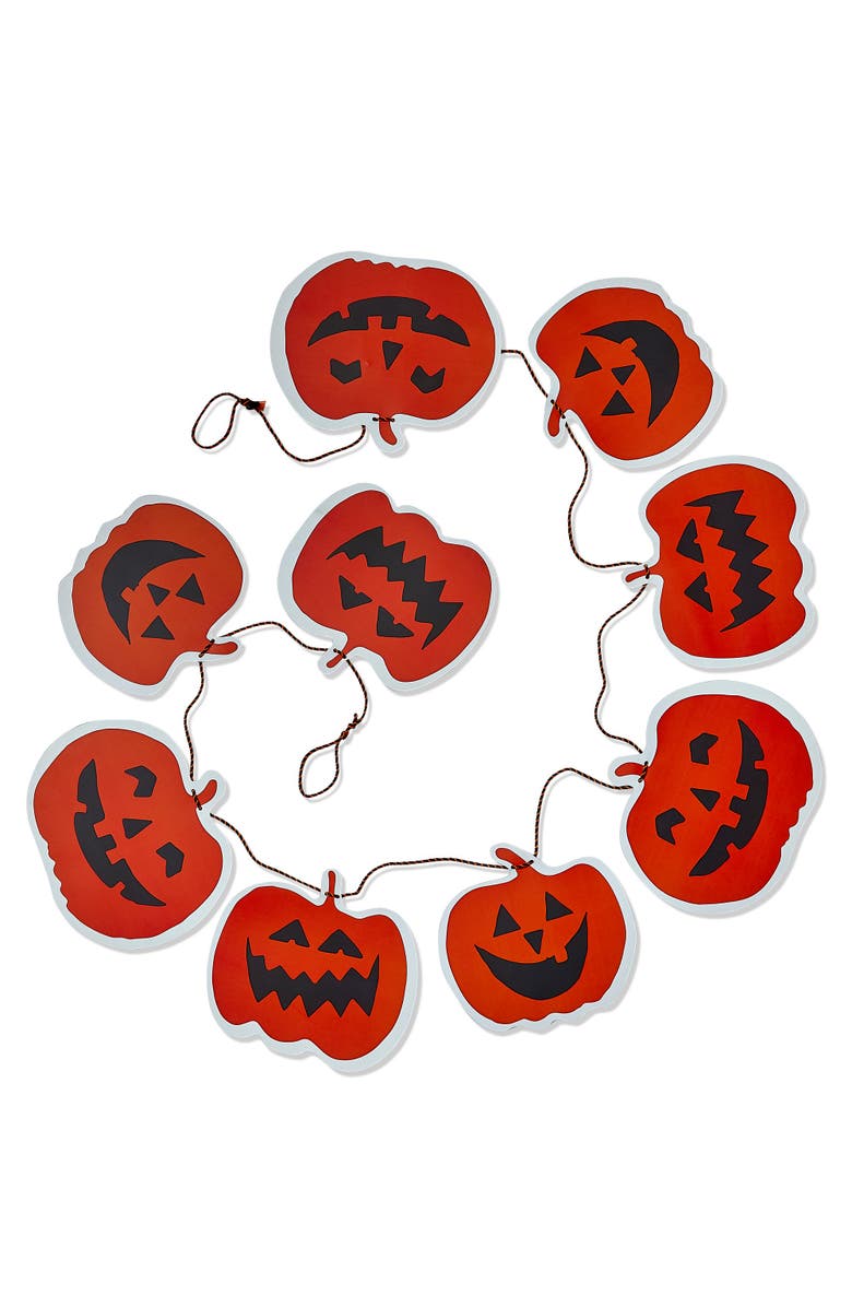 tag Paper Jack O Lanterns Garland Decorative Halloween Decor, Main, color, Orange