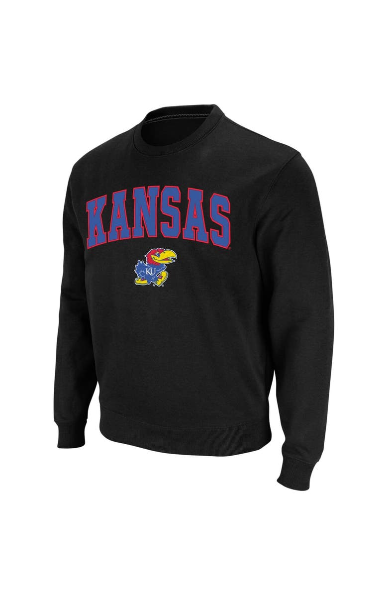 COLOSSEUM Men's Colosseum Black Kansas Jayhawks Arch & Logo Crew Neck Sweatshirt, Main, color, Black