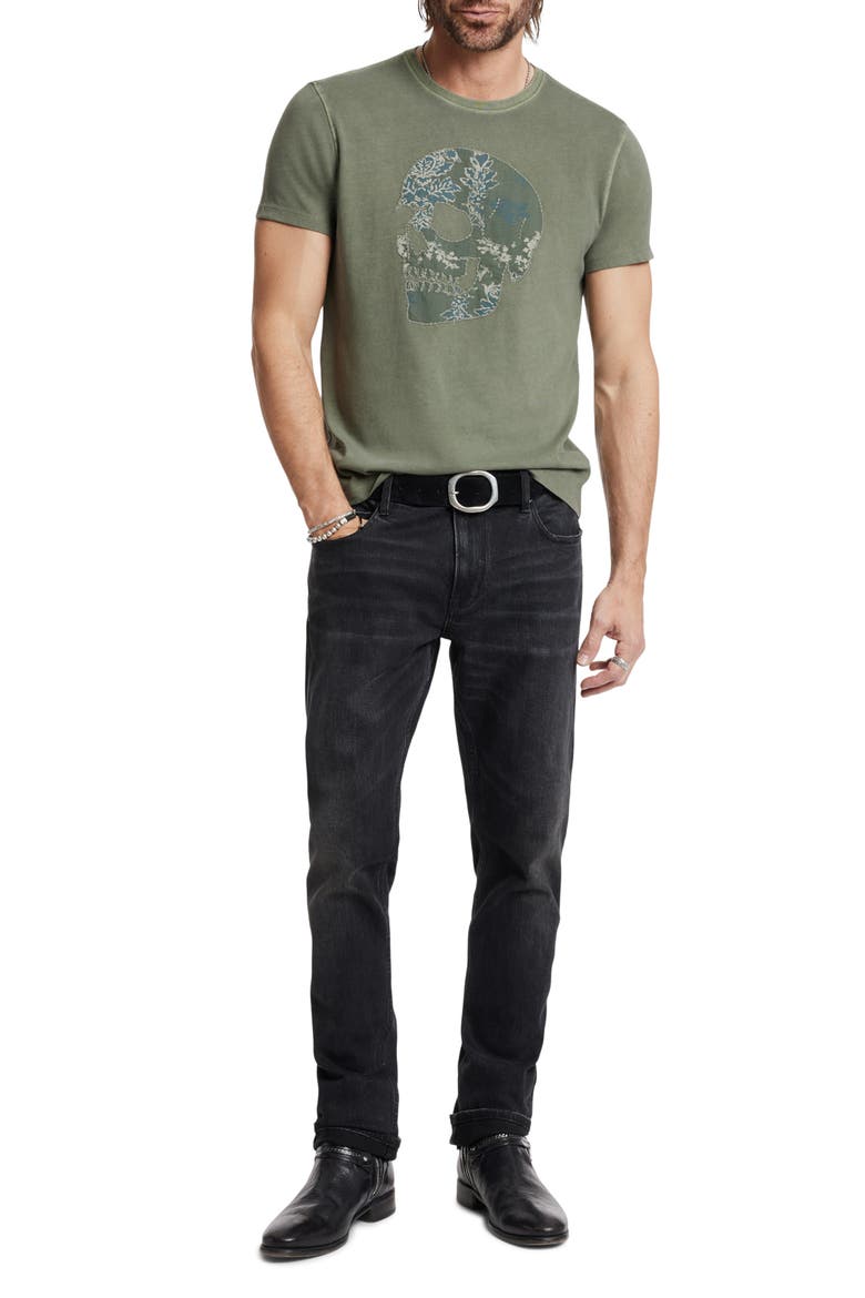 Skull Appliqué T-Shirt, Alternate, color, FLAGSTONE GREY