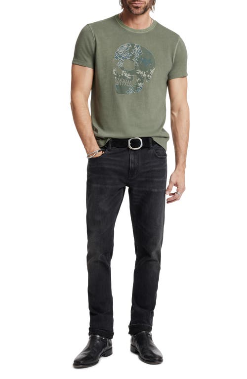 John Varvatos Applique Skull Short Sleeve Crewneck Tee In Flagstone Grey