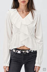 MANGO TEEN Ruffled Faux Wrap Top