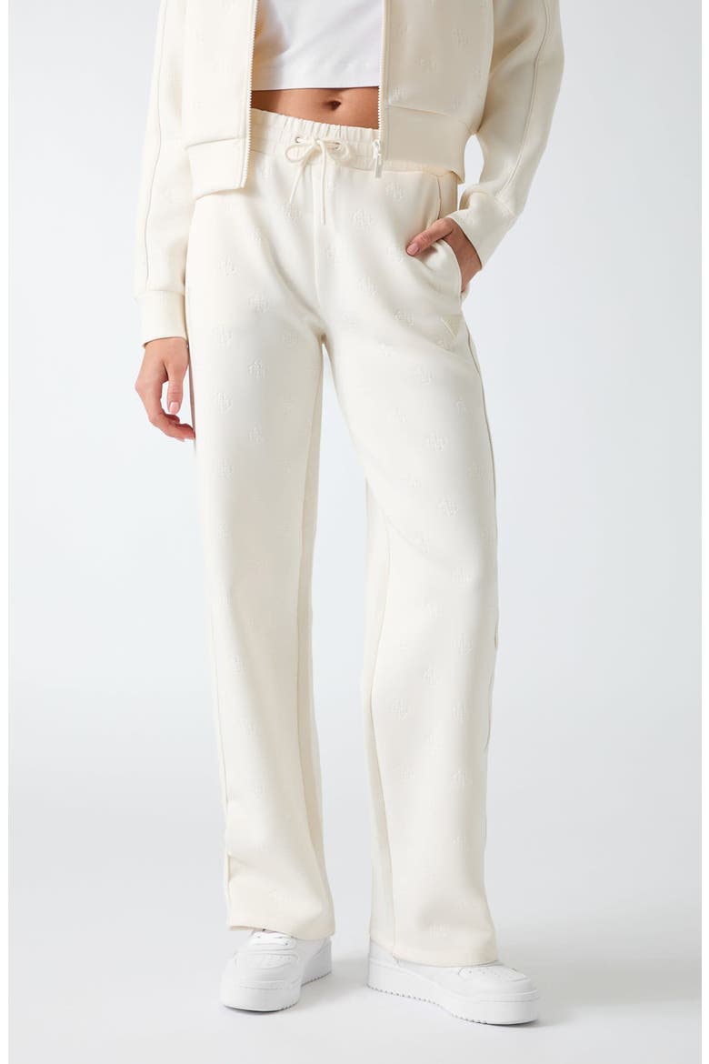 Calista Logo Embellished Wide Leg Pants, Alternate, color, WHITE