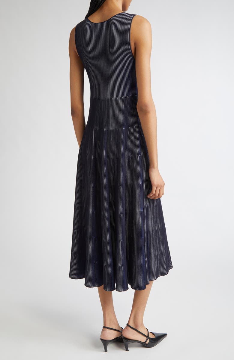 Emporio Armani Stripe Sleeveless Knit Midi Dress, Alternate, color, Solid Black