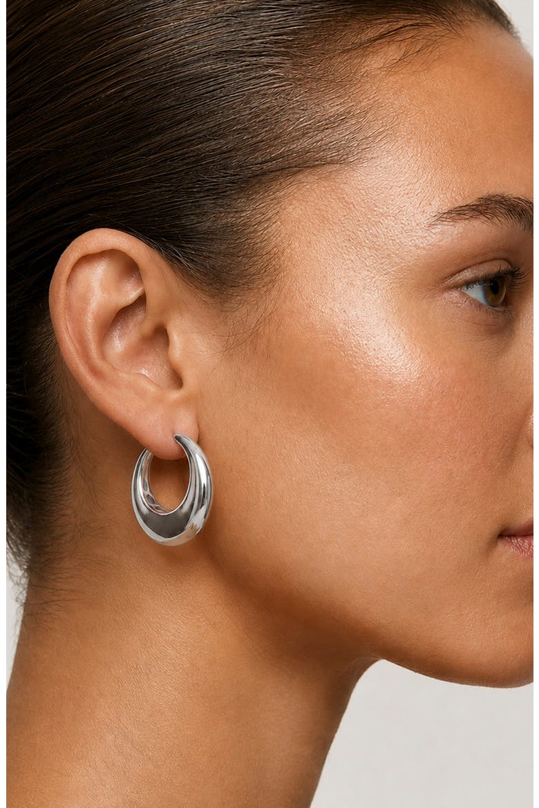 Chunky Openwork Hoop Earrings, Alternate, color, SILVER