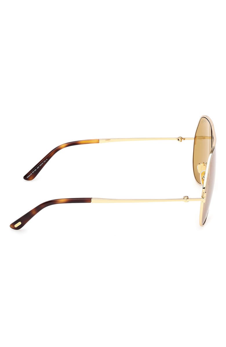 TOM FORD Rickie 63mm Oversize Navigator Sunglasses, Alternate, color, Shiny Gold Havana / Vicuna